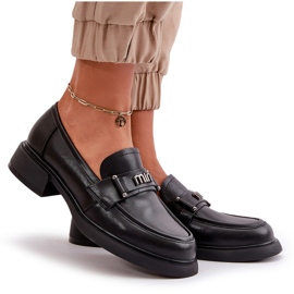 Kvinnors naturliga läder loafers svarta Vinceza 91114 med en prydnad 5