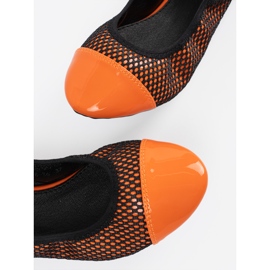 Orange ballerinas med svart nät 1