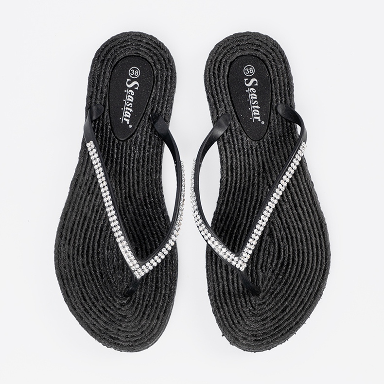 Seastar Svart flip -flops med zirkoner 1