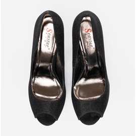 Seastar Svarta glitterpumpar med bara fingrar 2