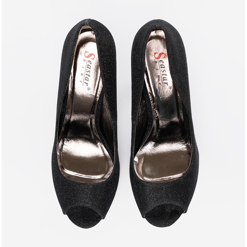 Seastar Svarta glitterpumpar med bara fingrar 2