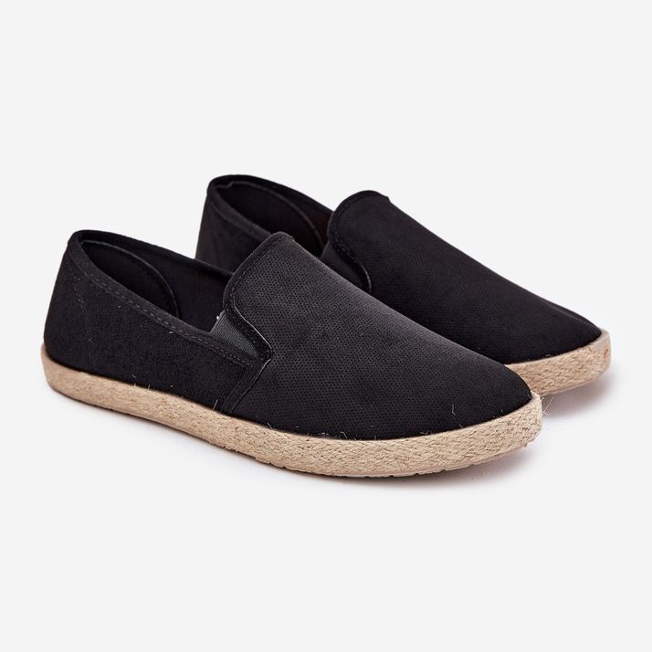 Espadrilles mäns sneakers med ekos mocka svart 2