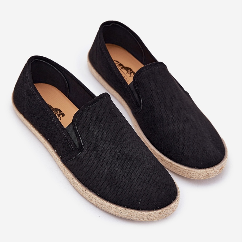 Espadrilles mäns sneakers med ekos mocka svart 1