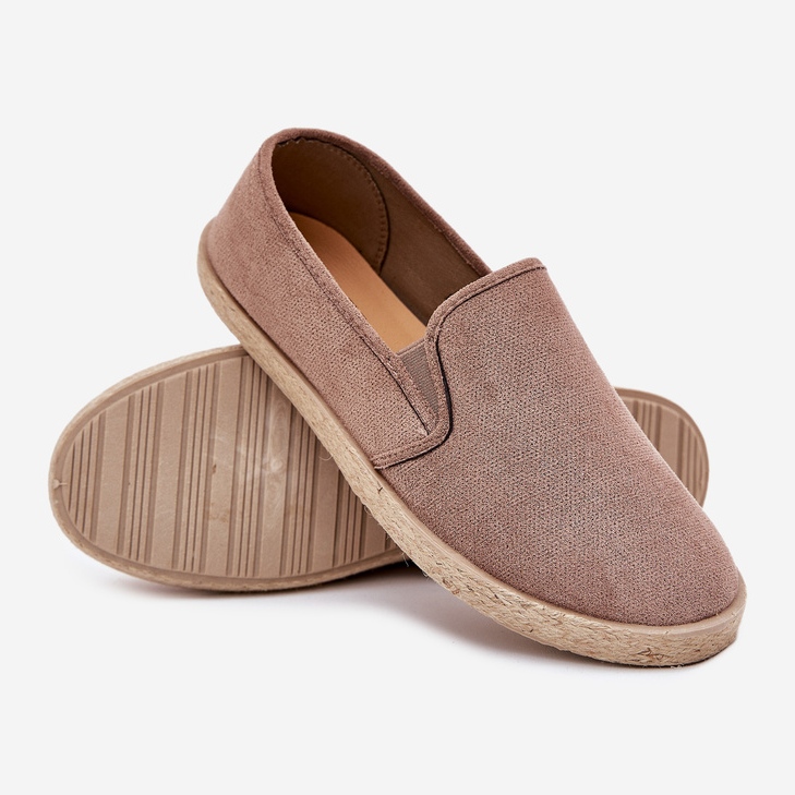 Espadrilles mäns sneakers med eko mocka mörk beige 2