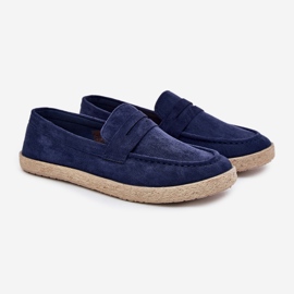 Mäns loafers med Braid Navy Blue blå 1