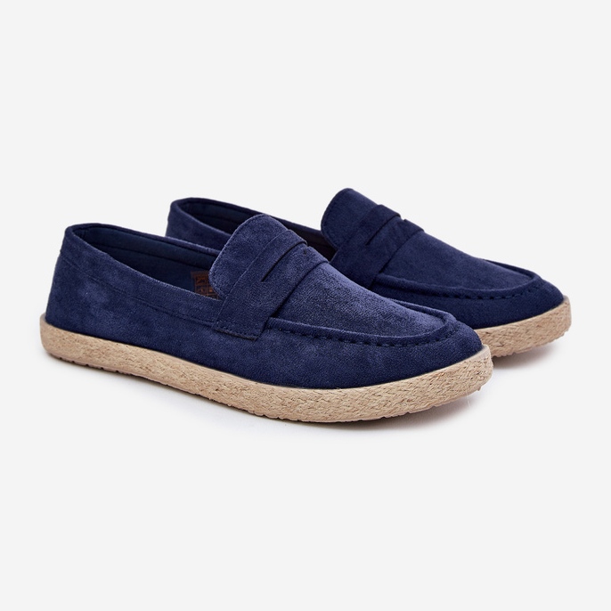 Mäns loafers med Braid Navy Blue blå 1
