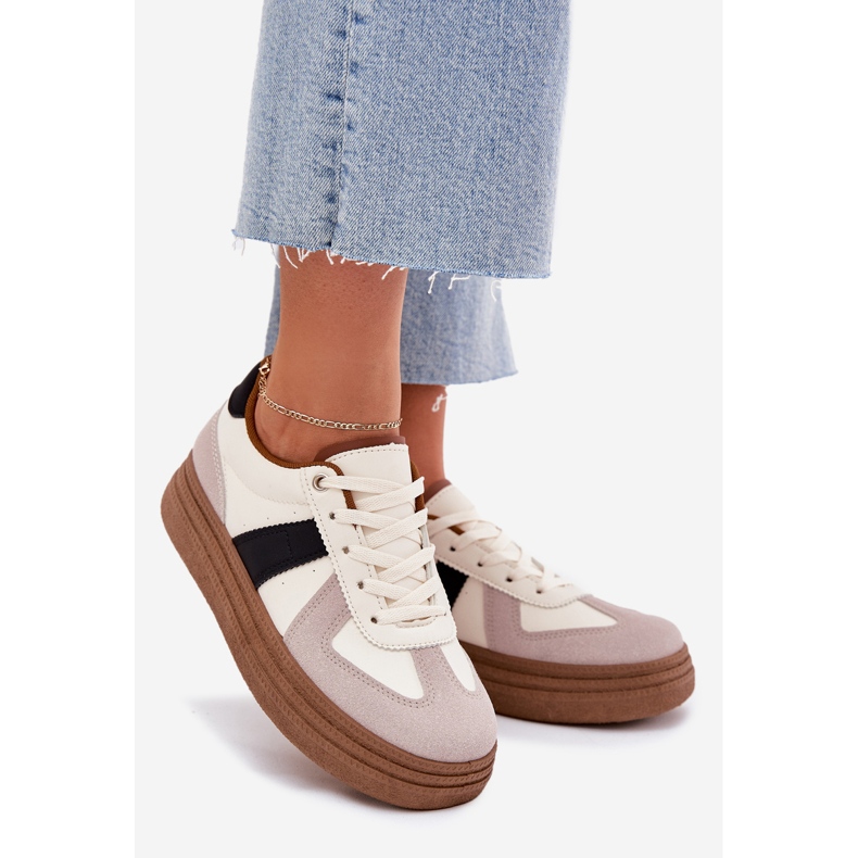 Platformsneakers dam, beige 1