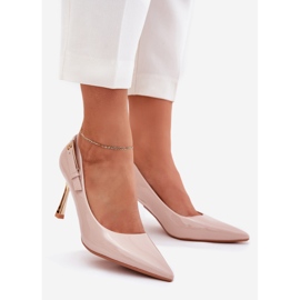 Målade klackar med en gyllene beige klämma 1