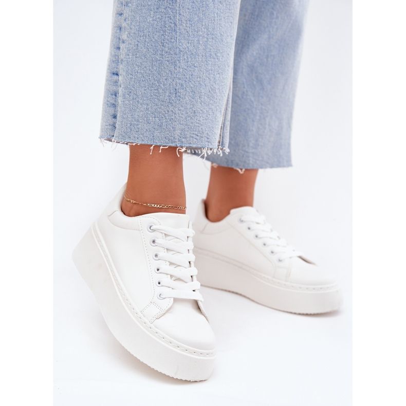 Platformsneakers dam, vit 2