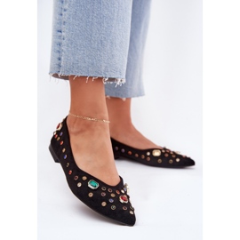 Kvinnors ballerinor dekorerade med svarta kristaller 2