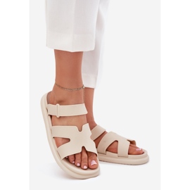 Kvinnors gummi tofflor med beige bälte 1