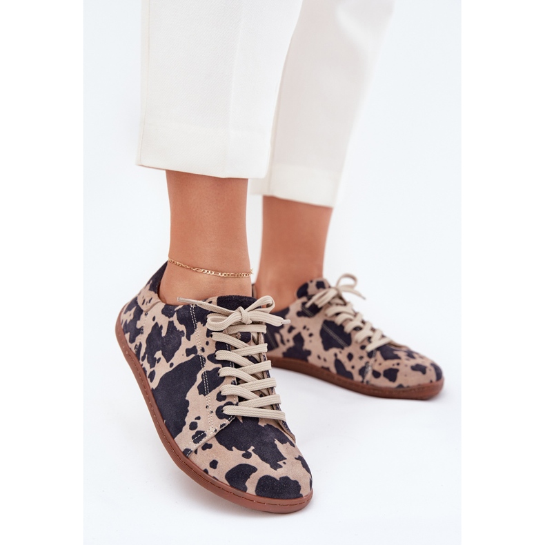 Kvinnors mocka sneakers i Zazoo N1120 Brown-Beige brun 2