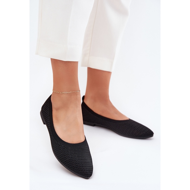 Kvinnors mesh material ballerinas svart 2