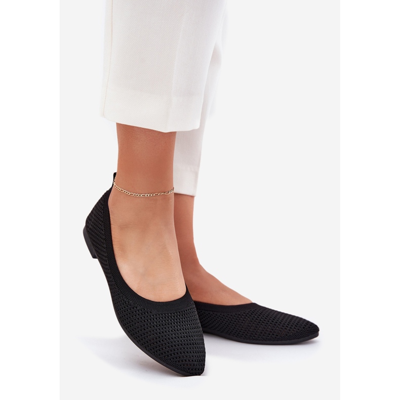 Kvinnors mesh material ballerinas svart 1
