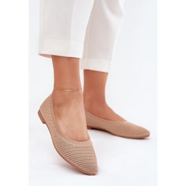 Mörkfärgade kvinnors material Ballerinas beige 2