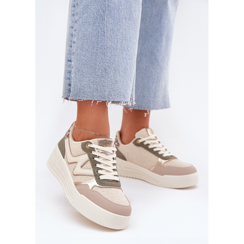 Kvinnors sneakers på plattformens leopard beige 2