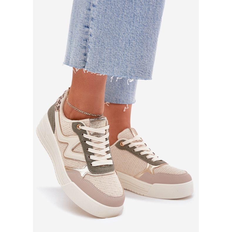 Kvinnors sneakers på plattformens leopard beige 1