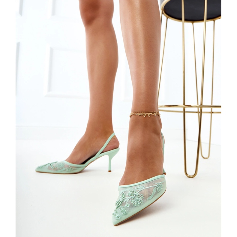 Gröna nätpumpar med pärlor 1