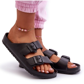 News Kvinnors skum tofflor med svarta spännen 3