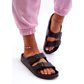 News Kvinnors skum tofflor med svarta spännen 1