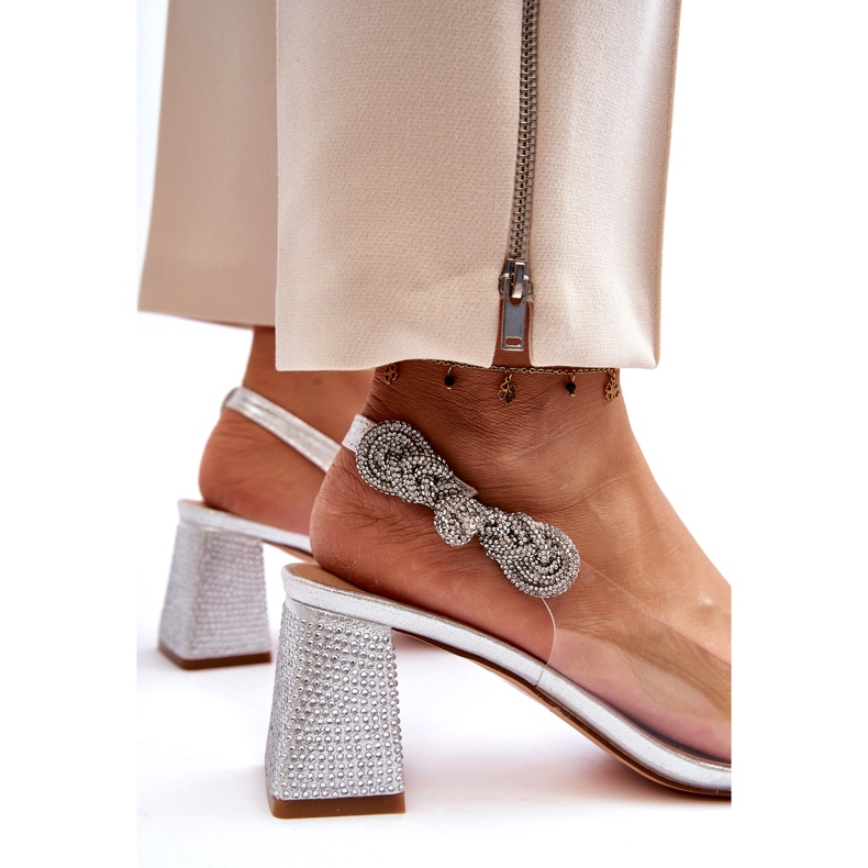 S. BARSKI Eleganta kvinnorpumpar i MR91292-1 Silver med zirkoner 5