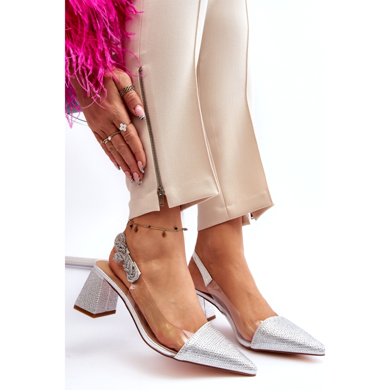 S. BARSKI Eleganta kvinnorpumpar i MR91292-1 Silver med zirkoner 6