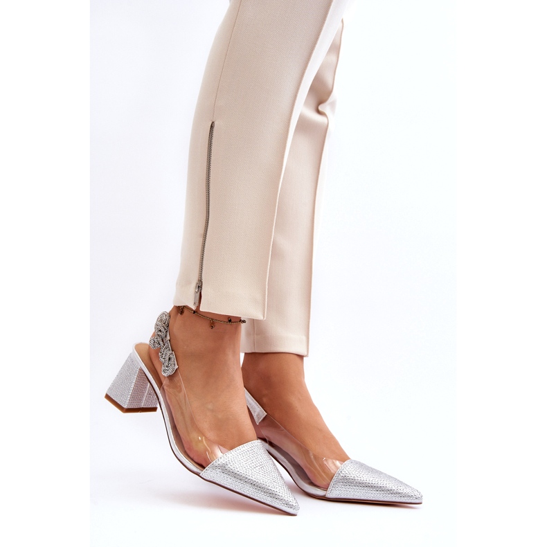 S. BARSKI Eleganta kvinnorpumpar i MR91292-1 Silver med zirkoner 2