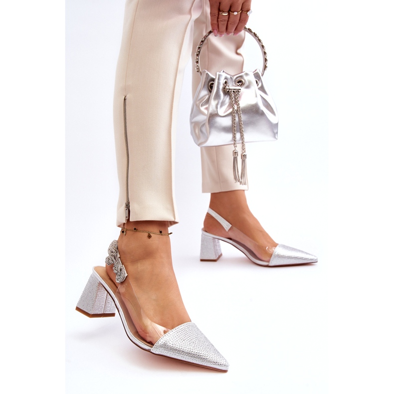 S. BARSKI Eleganta kvinnorpumpar i MR91292-1 Silver med zirkoner silver- 3