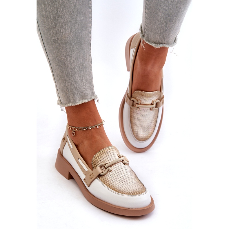 Maciejka läder loafers 06493-11 White and Beige vit 3