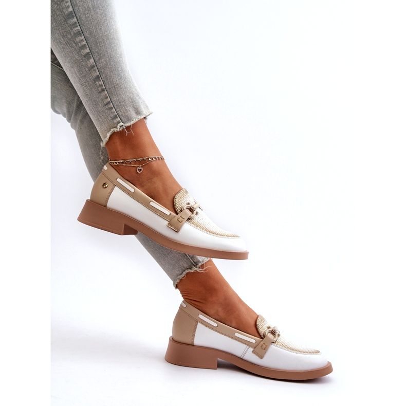 Maciejka läder loafers 06493-11 White and Beige vit 1