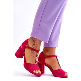 Vinceza Suede High Heels med Zircons fuchsia rosa 3