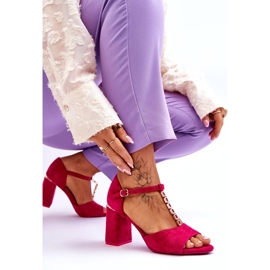 Vinceza Suede High Heels med Zircons fuchsia rosa 2