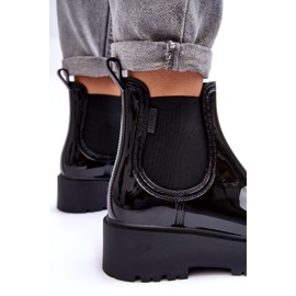 Kvinnors lackerade wellies på Big Star MM274395 Black Platform svart 5