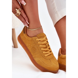 Kvinnors mocka sneakers Big Star RR274846 Hi-polish gult system 2