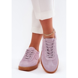 Kvinnors mocka sneakers Big Star RR274850 Hi-Polish Violet System purpur 2