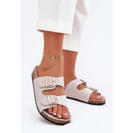 Boto Kvinnors flip flops med gyllene klämmor och grå månstygn 2