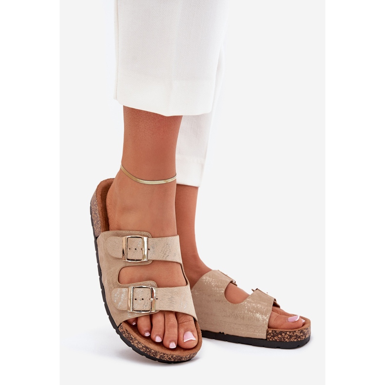 Boto Kvinnors tofflor på Cork Sole Gold Cortina gyllene 1