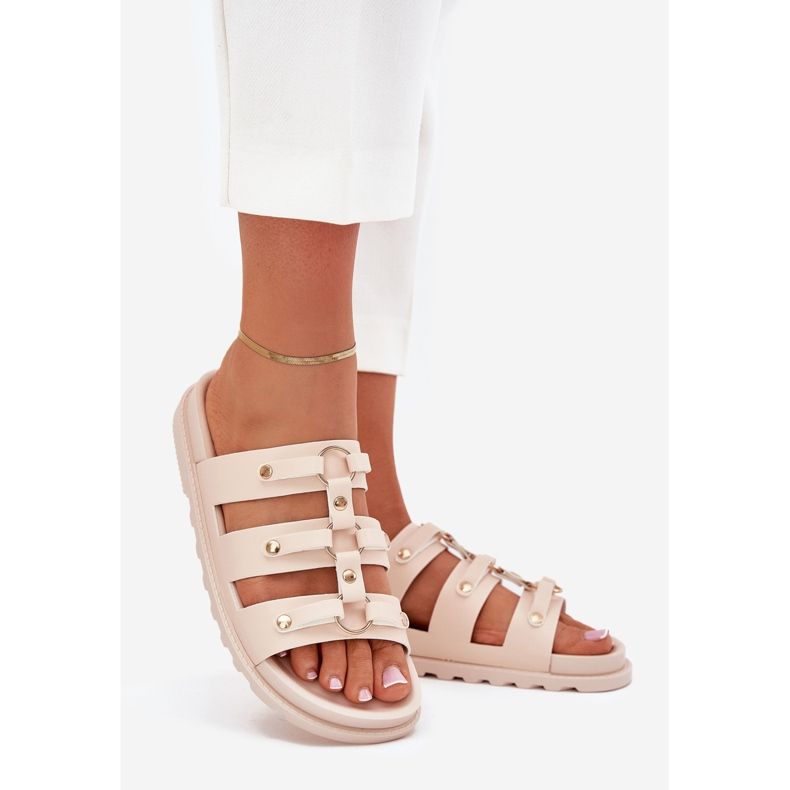 Boto Kvinnors flip flops med ränder lätt beige pasiriela 1