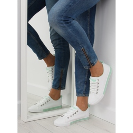 Vita damsneakers A88-07 gröna 2