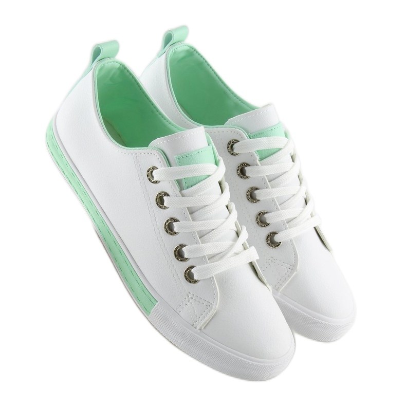 Vita damsneakers A88-07 gröna 1