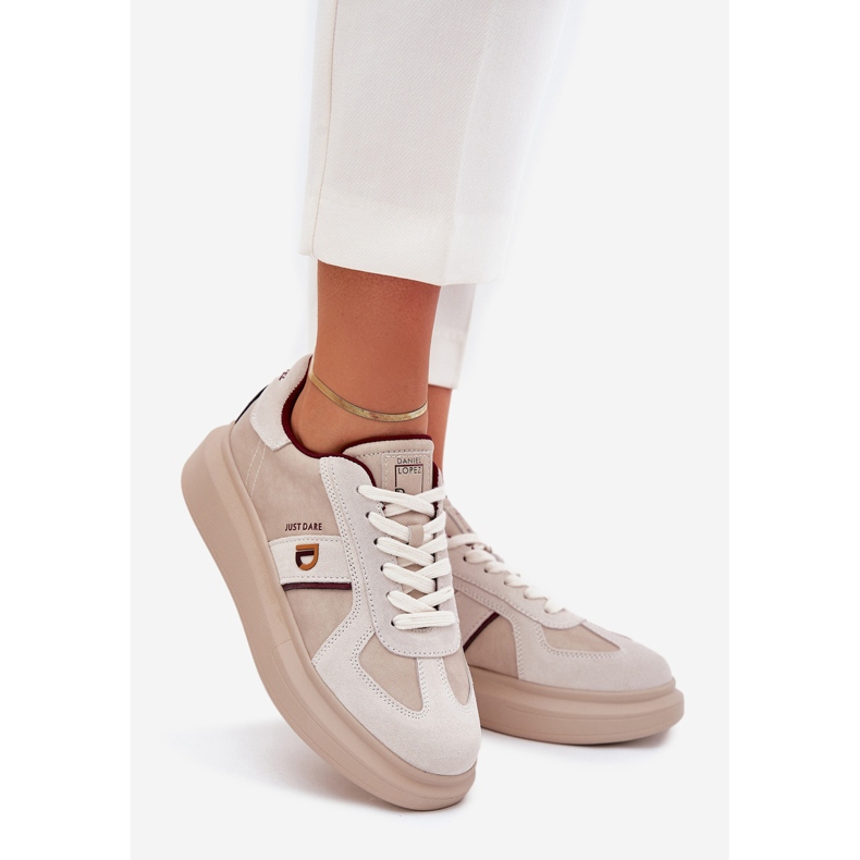 Women's Leather Sneakers på Big Star Platform av Daniel Lopez SS2D4003 Beige 1