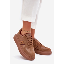 Kvinnors lädersneakers på Big Star -plattformen av Daniel Lopez SS2D4005 Brown brun 1
