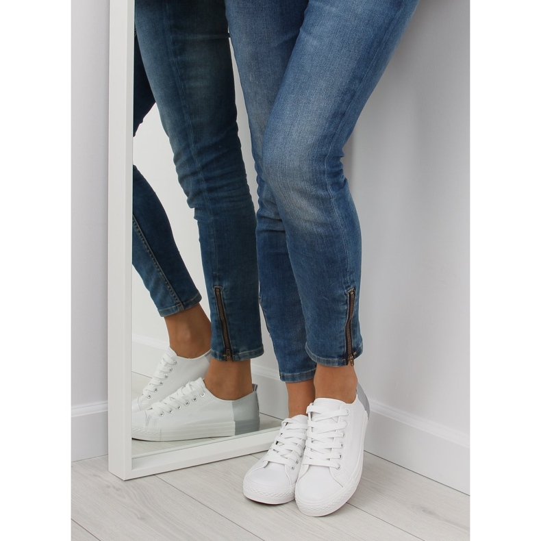 Tvåfärgade vita sneakers BK378 Vit / Silver 2