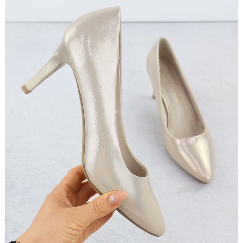 High Heels Women's Satin -Golden Sergio Leone 1336 gyllene 1