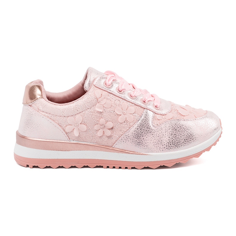Shelvt Rosa sneakers med ett blommotiv 2