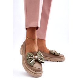 Kvinnors läderloafers med Laura Messi 2787 Beige 2