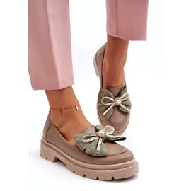 Kvinnors läderloafers med Laura Messi 2787 Beige 3