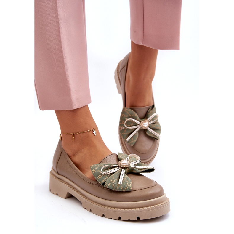 Kvinnors läderloafers med Laura Messi 2787 Beige 3