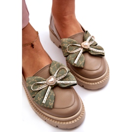 Kvinnors läderloafers med Laura Messi 2787 Beige 1