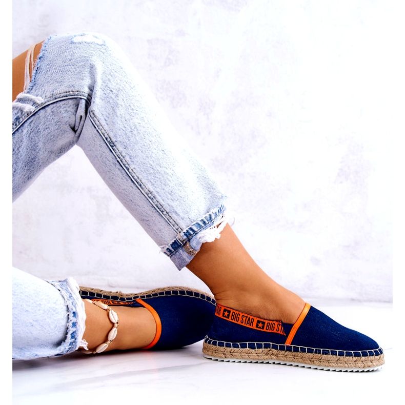 Material Espadrilles Kvinnors insättning Big Star JJ27487 Navy Blue blå 2